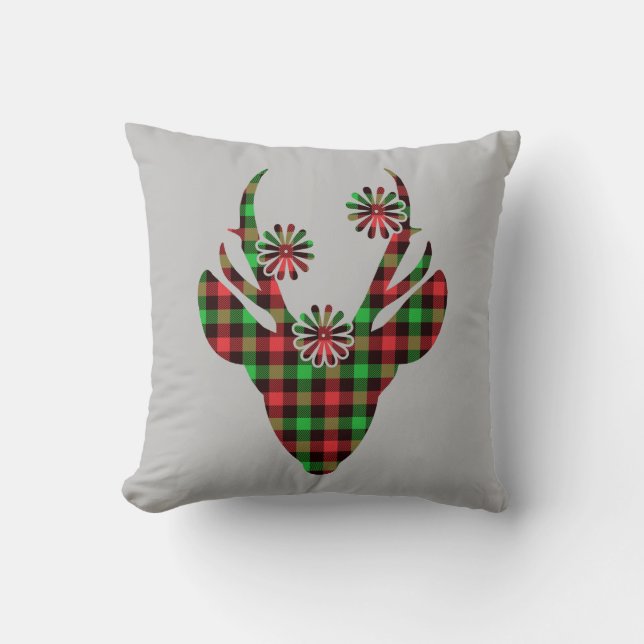 Almohada decorativa de ciervo navideño (Anverso)