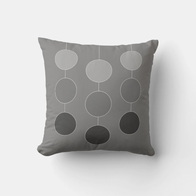 Almohada decorativa de círculos colgantes gris ele (Anverso)