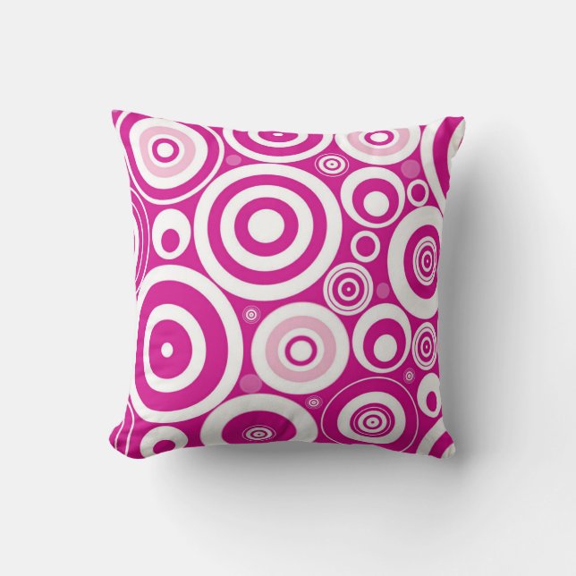 Almohada decorativa de círculos concéntricos retro (Anverso)