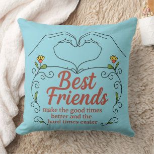 Almohada decorativa de cita floral Heart Hands par