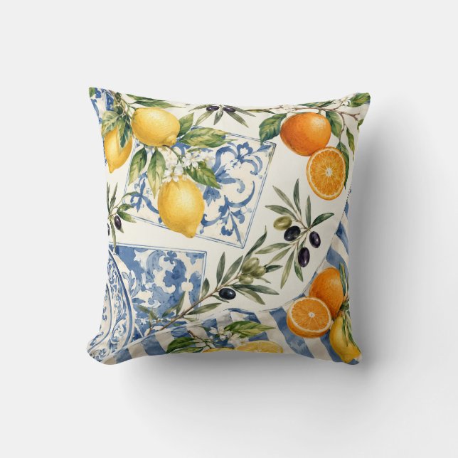 Almohada decorativa de cítricos mediterráneos (Anverso)