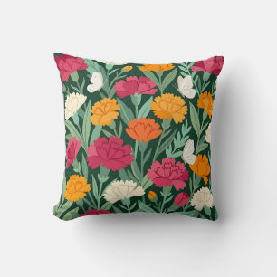 Almohada decorativa de claveles y mariposas colori
