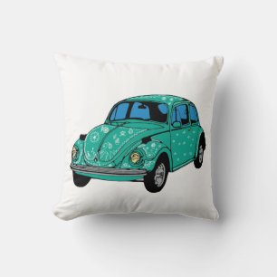 Almohada decorativa de coche hippie azul