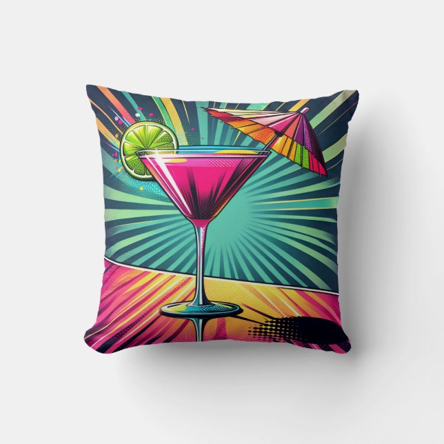 Almohada decorativa de cóctel rosa (Anverso)