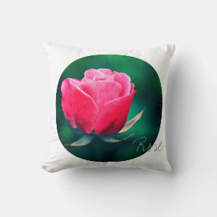 Almohada decorativa de cojín con Rosa Roja en un c