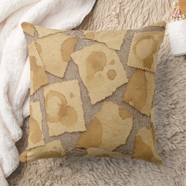 Almohada Decorativa de Collage de Papel de Café Vi (Manta)