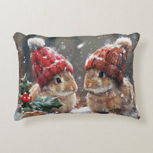 Almohada decorativa de conejito de Navidad lindo