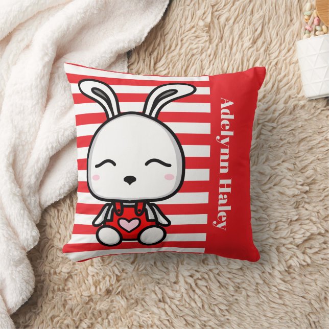 Almohada decorativa de conejito lindo con rayas ro (Manta)