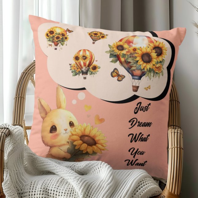 Almohada Decorativa de Conejo Adorable con Girasol (Subido por el creador)