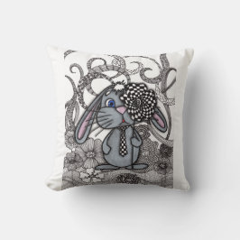 Almohada decorativa de conejo Bunny Zen Doodle dib