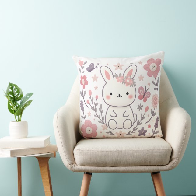 Almohada decorativa de conejo caprichoso floral (Silla)