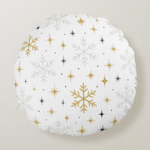 Almohada decorativa de copo de nieve brillo blanco