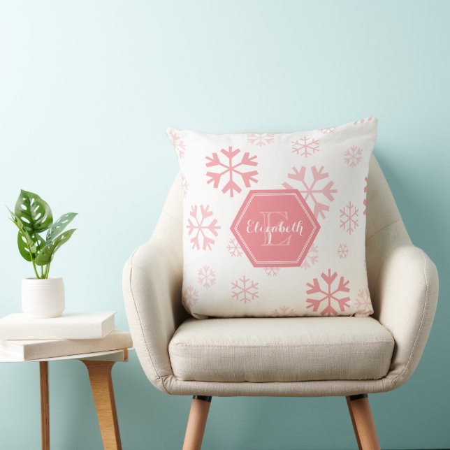 Almohada Decorativa de Copo de Nieve con Monograma (Silla)