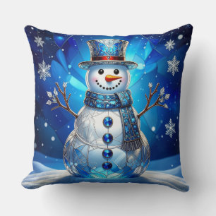 Almohada decorativa de copos de nieve de muñeco de