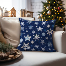 Almohada decorativa de copos de nieve de Navidad a