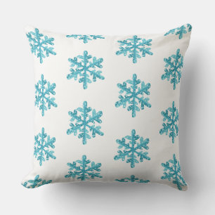 Almohada decorativa de copos de nieve navideños