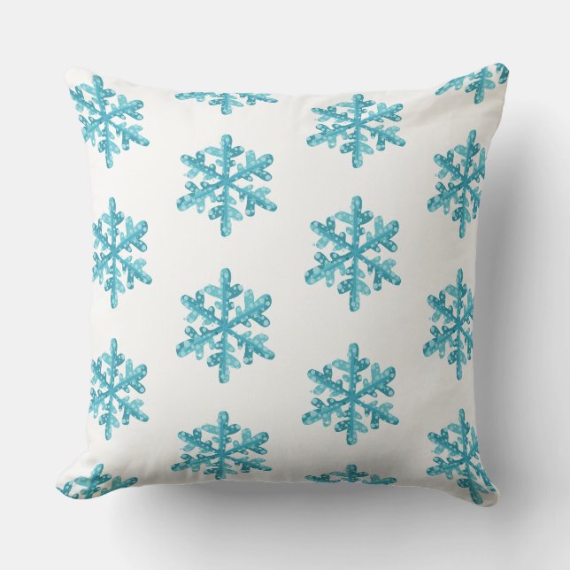Almohada decorativa de copos de nieve navideños (Anverso)
