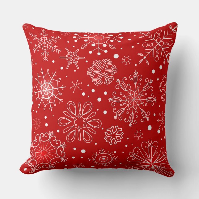 Almohada Decorativa de Copos de Nieve Navideños (Anverso)
