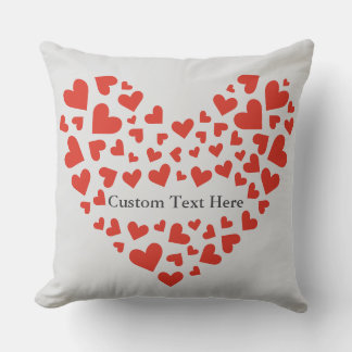 Almohada decorativa de corazón rojo con texto pers