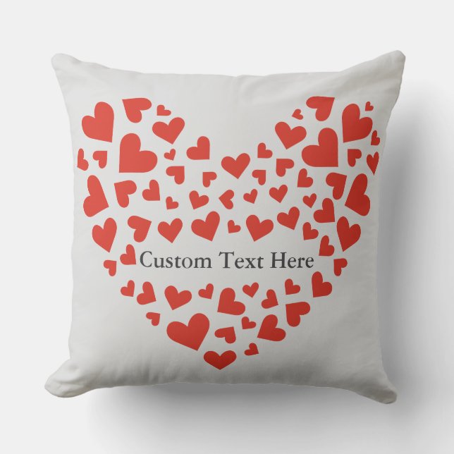 Almohada decorativa de corazón rojo con texto pers (Anverso)
