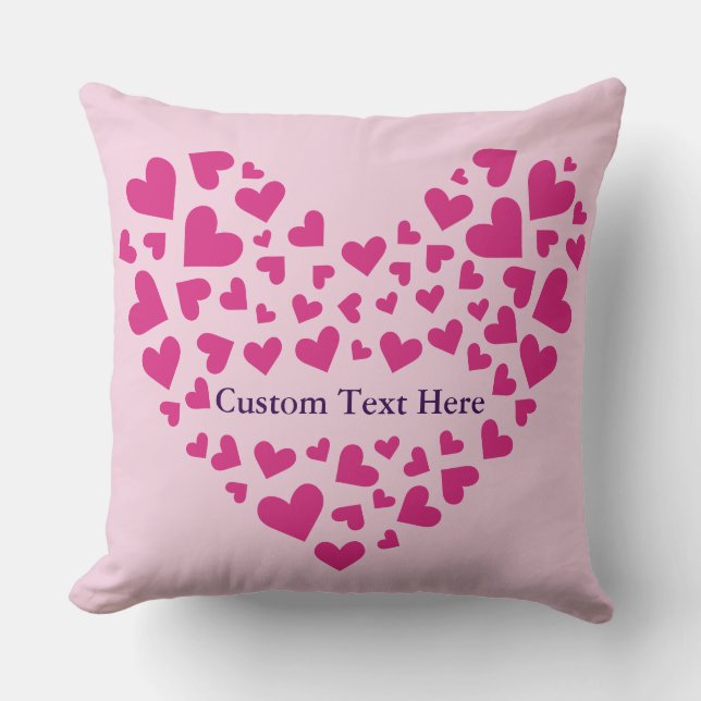 Almohada decorativa de corazón rosa con texto pers (Anverso)