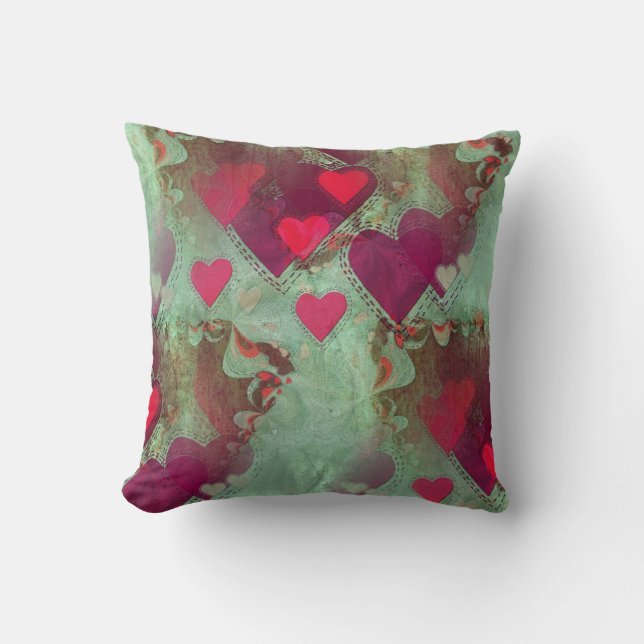 Almohada decorativa de corazones abstractos flotan (Anverso)
