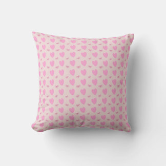 Almohada Decorativa de Corazones y Lazos Rosados
