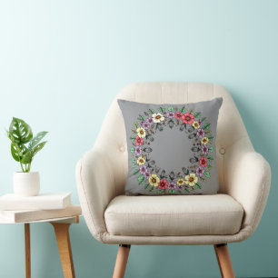 Almohada decorativa de corona floral