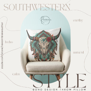 Almohada Decorativa de Cráneo de Toro con Diseño B