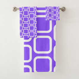 Almohada decorativa de cuadrados en blanco y viole