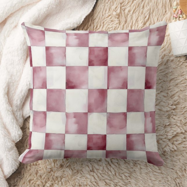 Almohada Decorativa de Cuadro con Acuarela Roja (Manta)