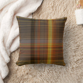 Almohada decorativa de cuadros marrón amarillo nar
