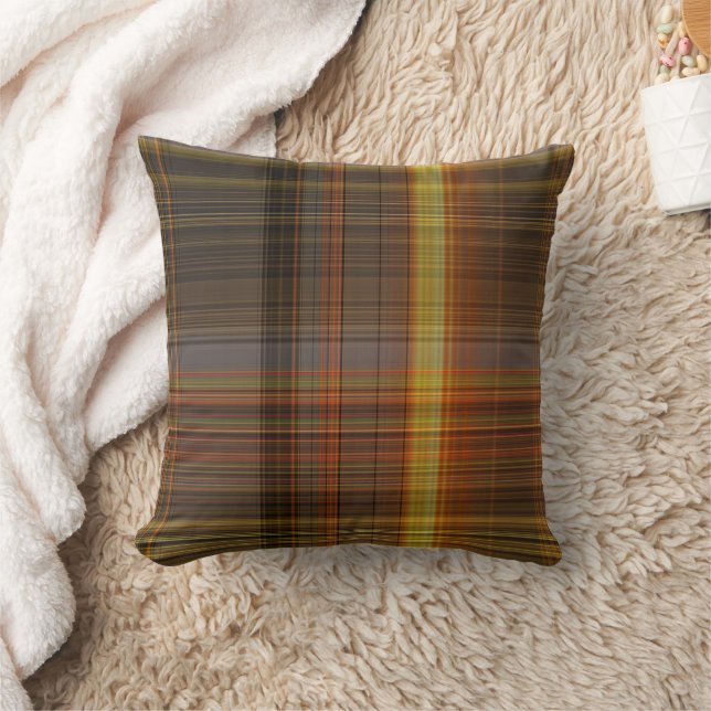 Almohada decorativa de cuadros marrón amarillo nar (Manta)