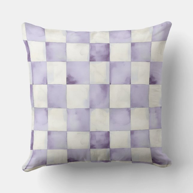 Almohada decorativa de cuadros morados (Reverso )