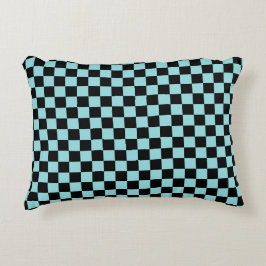 Almohada decorativa de cuadros negros y azules