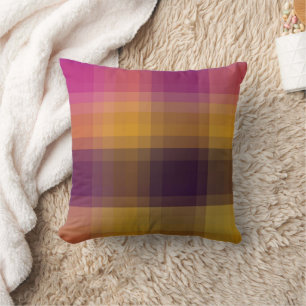 Almohada decorativa de cuadros rosa amarillo púrpu