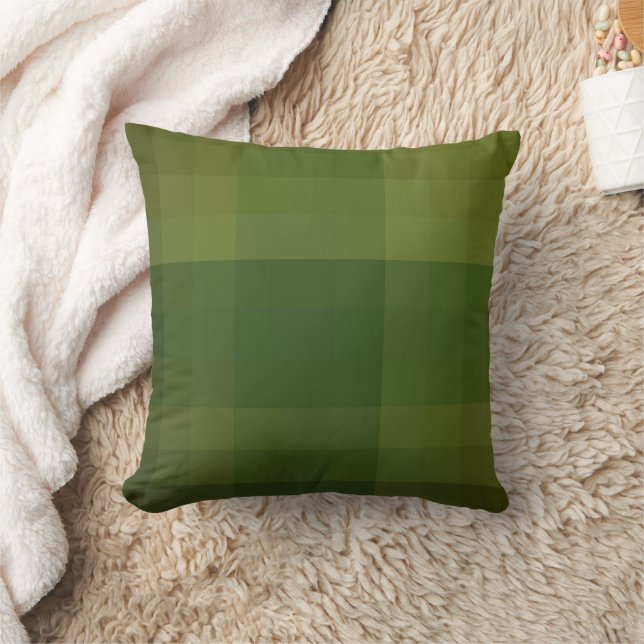 Almohada decorativa de cuadros verde oliva (Manta)