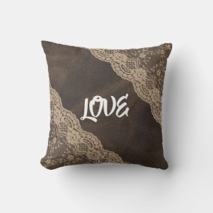 Almohada decorativa de cuero reversible "Amor"