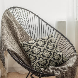Almohada decorativa de Damasco negro/Floral