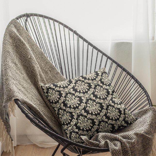 Almohada decorativa de Damasco negro/Floral (Subido por el creador)