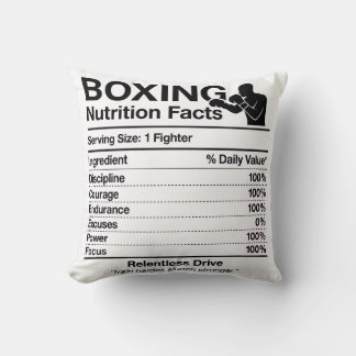 Almohada Decorativa de Datos de Nutrición de Boxeo