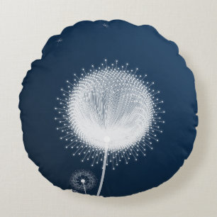 Almohada decorativa de diente de león azul
