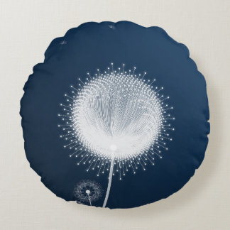 Almohada decorativa de diente de león azul