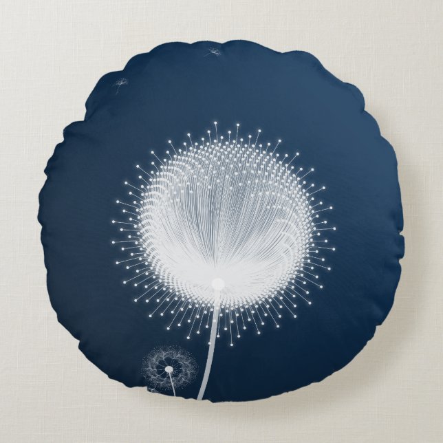 Almohada decorativa de diente de león azul   (Anverso)