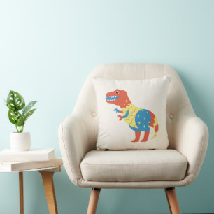 Almohada decorativa de dinosaurio colorido lindo