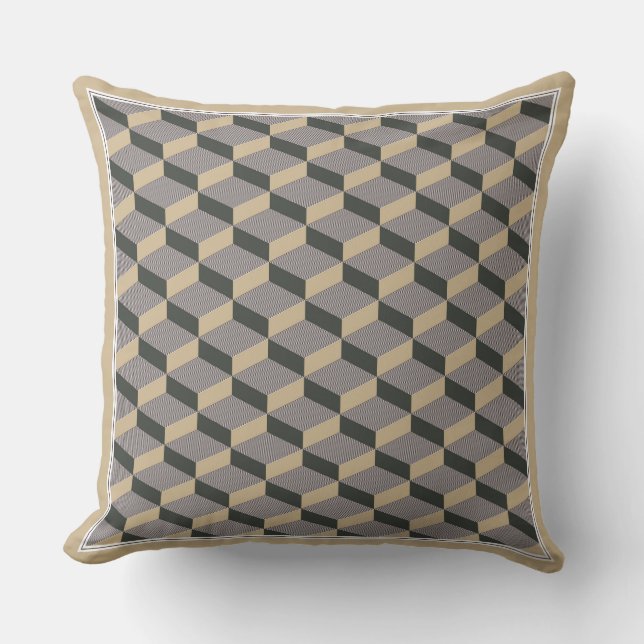 Almohada decorativa de diseño beige en 3D (Anverso)