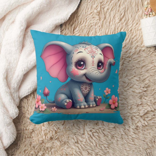Almohada decorativa de elefante azul (Manta)