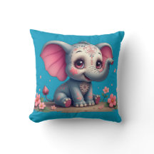 Almohada decorativa de elefante azul