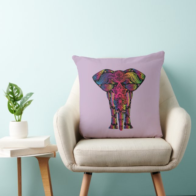 almohada decorativa de elefante de tinta de neón (Silla)