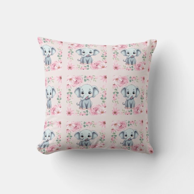 Almohada decorativa de elefante rosa (Anverso)